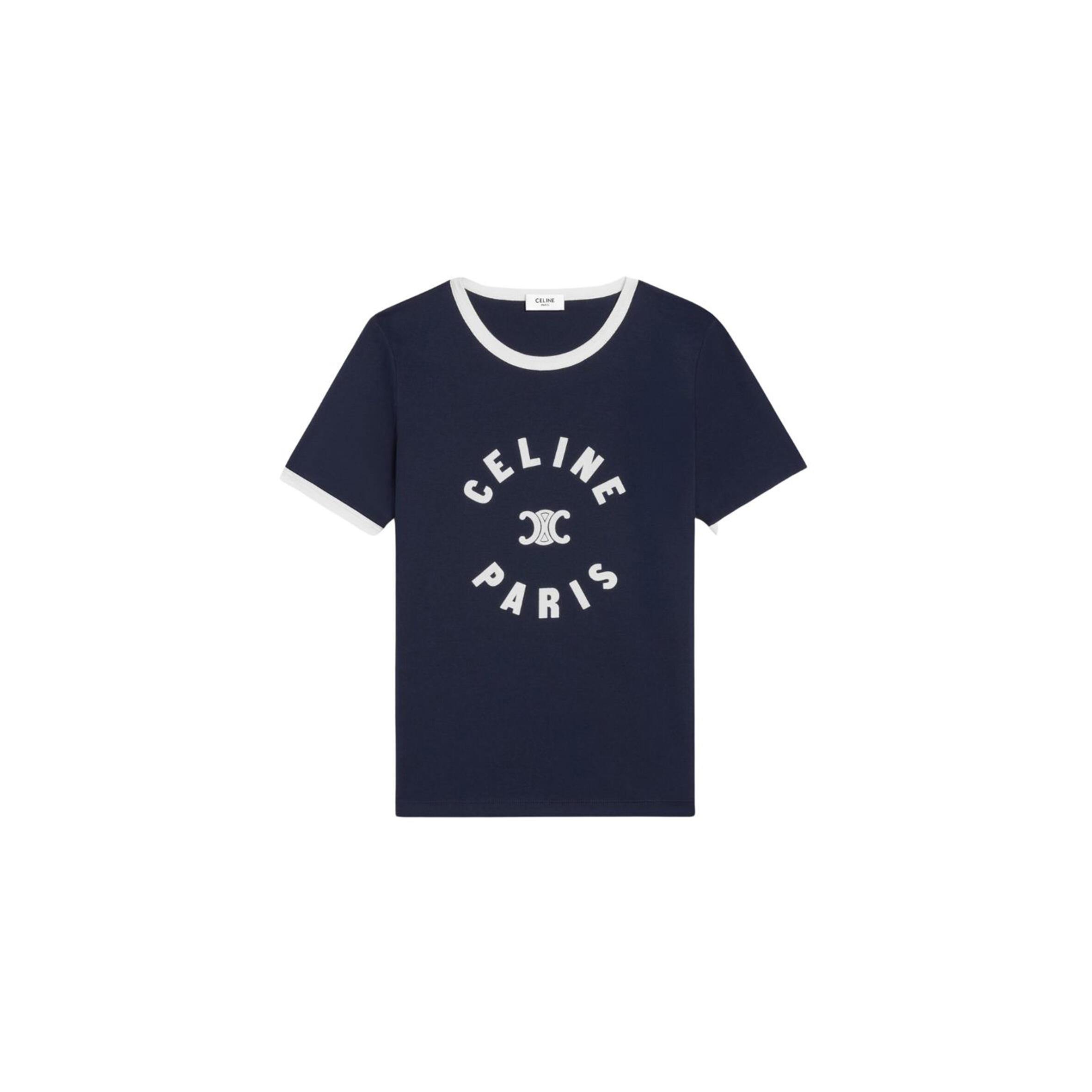 Ce1i*e triomphe t-shirt in cotton jersey blue petrol-off white 2x14o671q.07fz